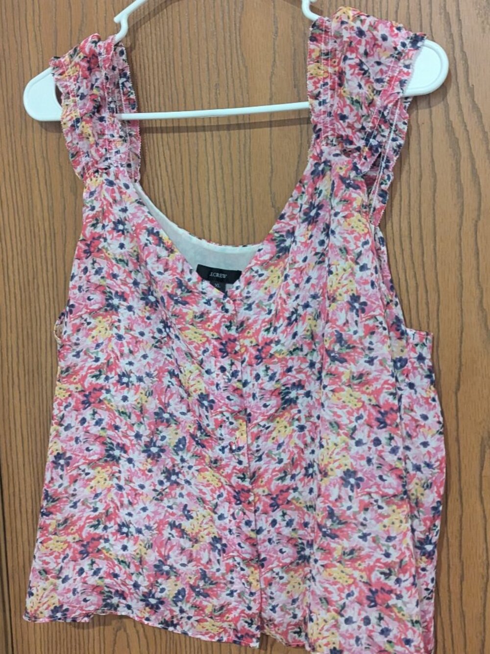 J. Crew Cap Sleeve Floral Chiffon Semi Sheer Liner Tank Pink Boho Whimsy - XL